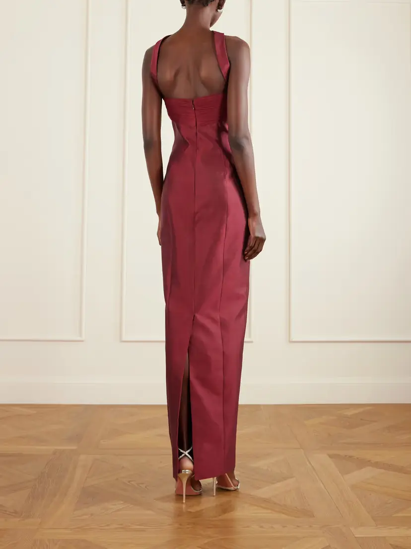 Danielle Frankel Lette Paneled Tulle-trimmed Wool And Silk-blend Twill Gown | Thumbnail 3 Danielle Frankel Lette Paneled Tulle-trimmed Wool And Silk-blend Twill Gown | Thumbnail 3