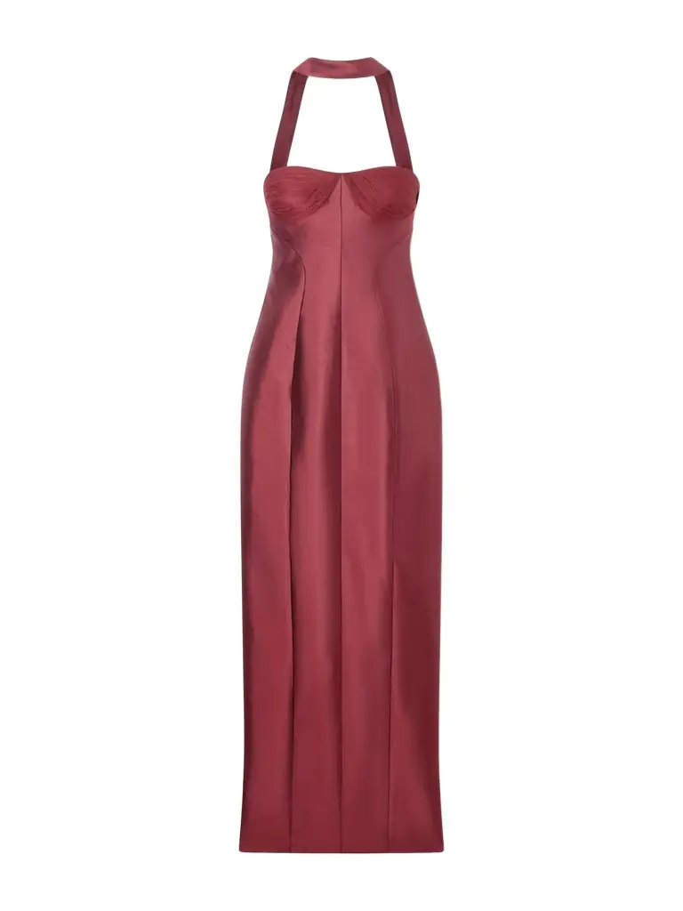 Lette Paneled Tulle-trimmed Wool And Silk-blend Twill Gown Lette Paneled Tulle-trimmed Wool And Silk-blend Twill Gown