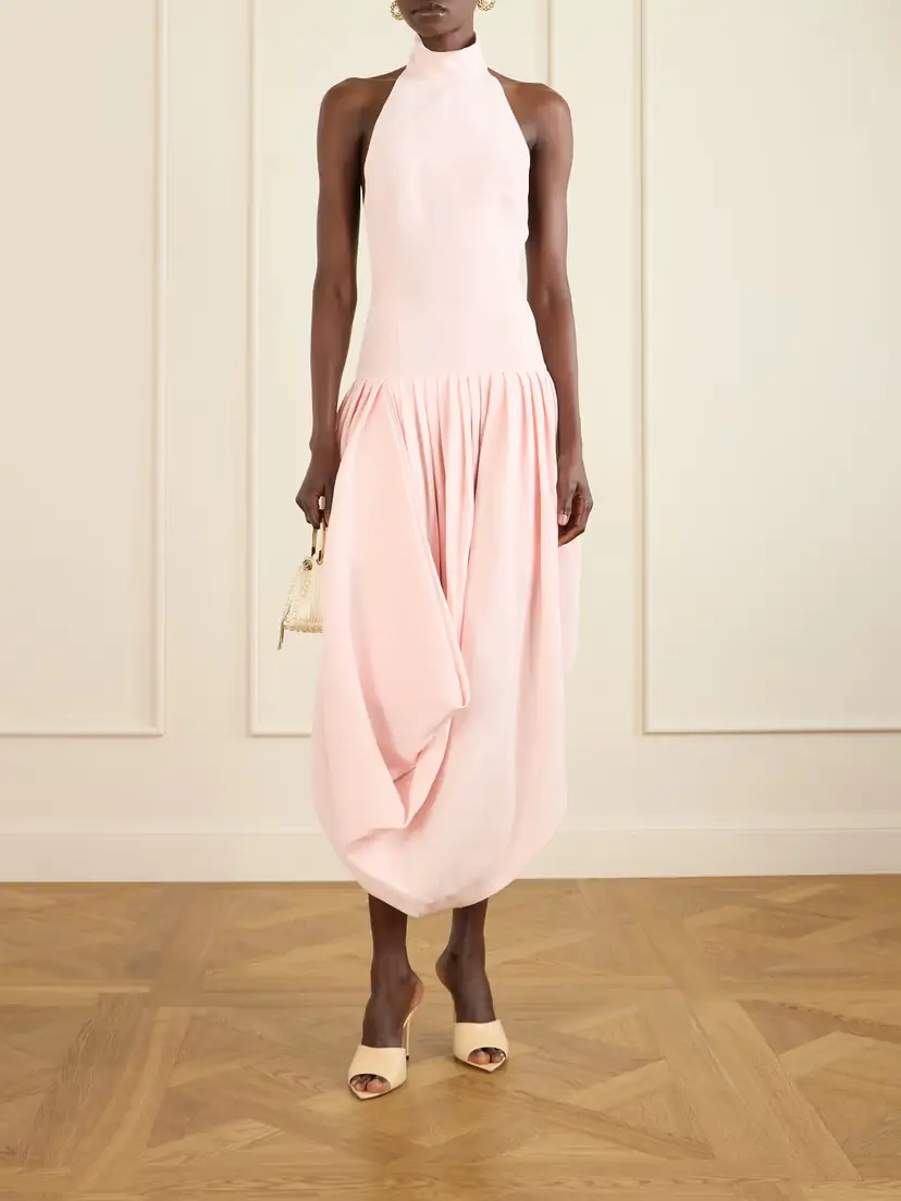 Magda Butrym Pleated Draped Silk Halterneck Midi Dress | Thumbnail 2
