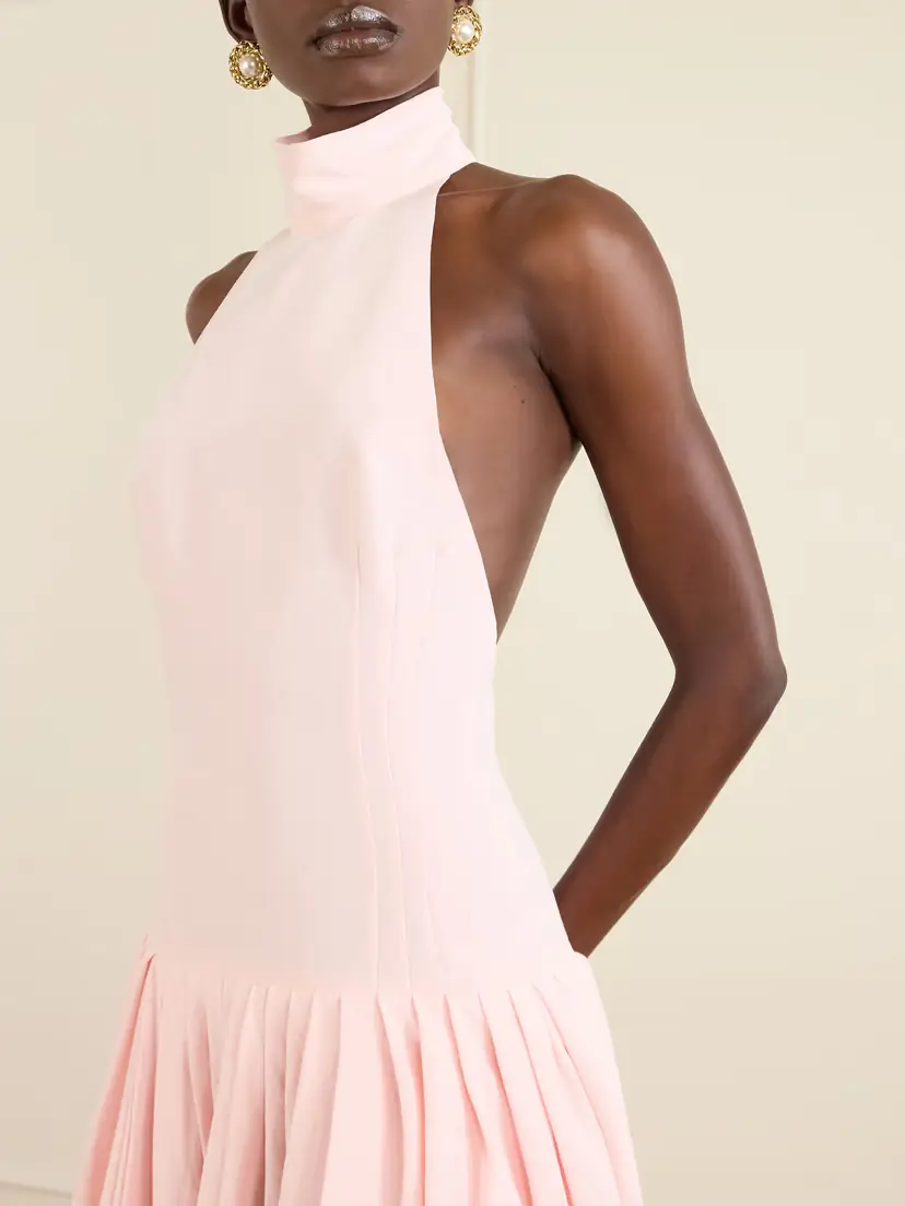 Magda Butrym Pleated Draped Silk Halterneck Midi Dress | Thumbnail 4