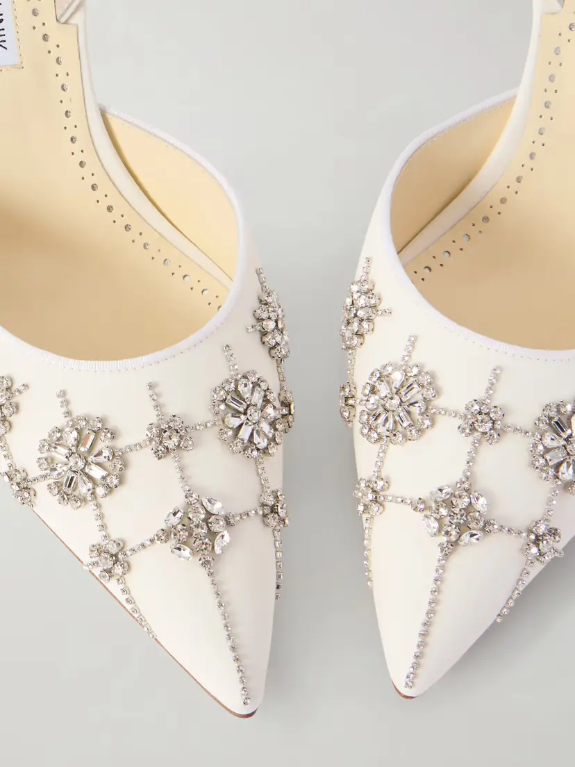 Manolo Blahnik Ralyne 90 Crystal-embellished Crepe De Chine Slingback Pumps | Thumbnail 5