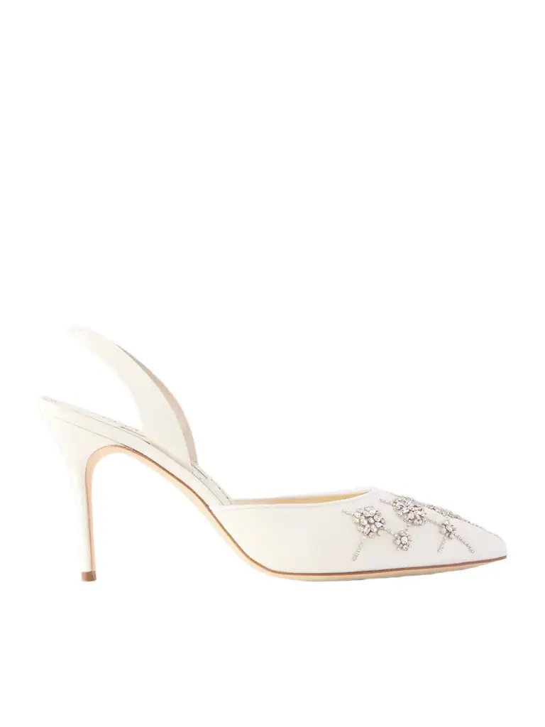 Ralyne 90 Crystal-embellished Crepe De Chine Slingback Pumps Ralyne 90 Crystal-embellished Crepe De Chine Slingback Pumps