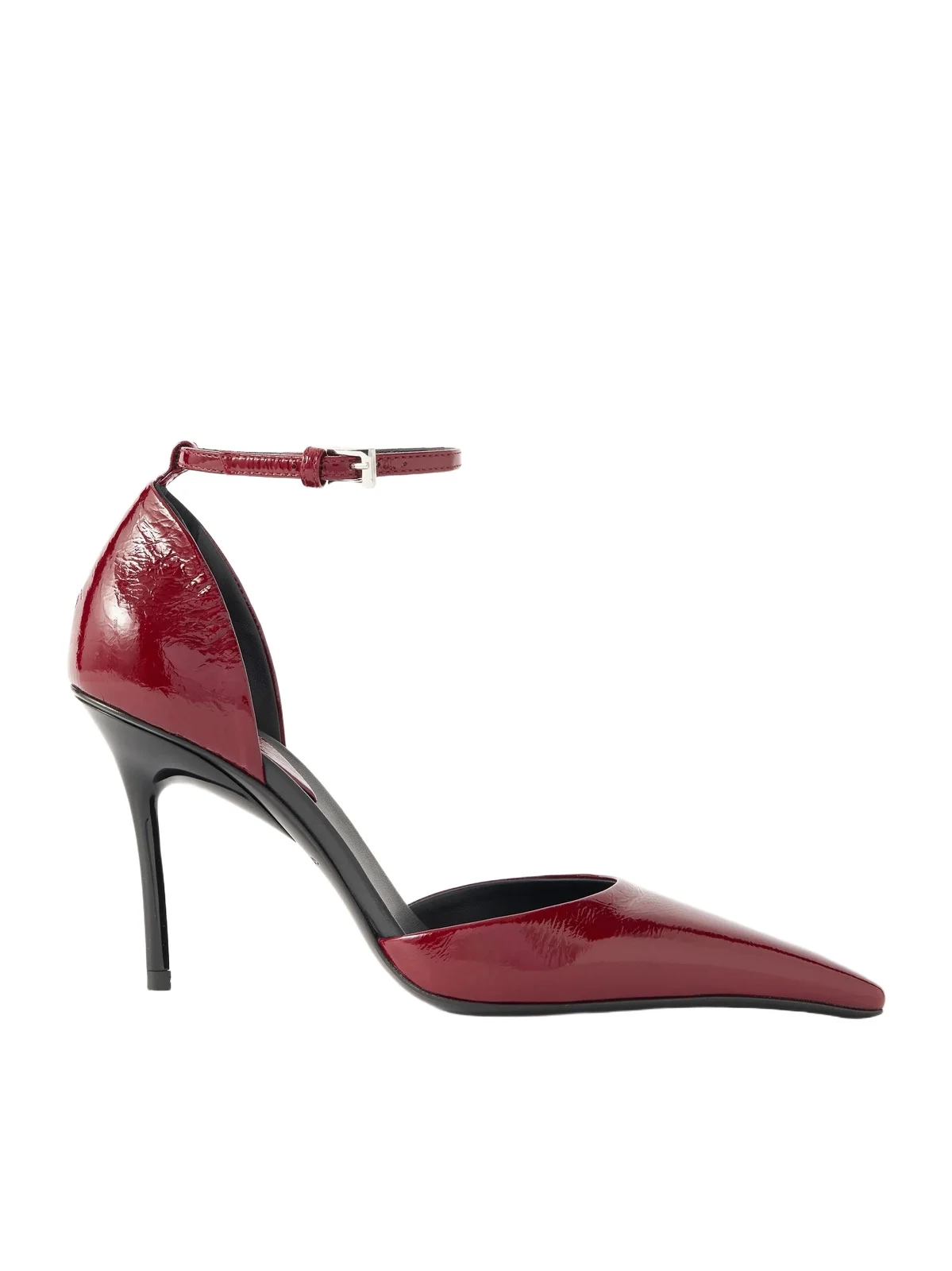ALAÏA D'orsay 90 Glossed Textured-leather Pumps