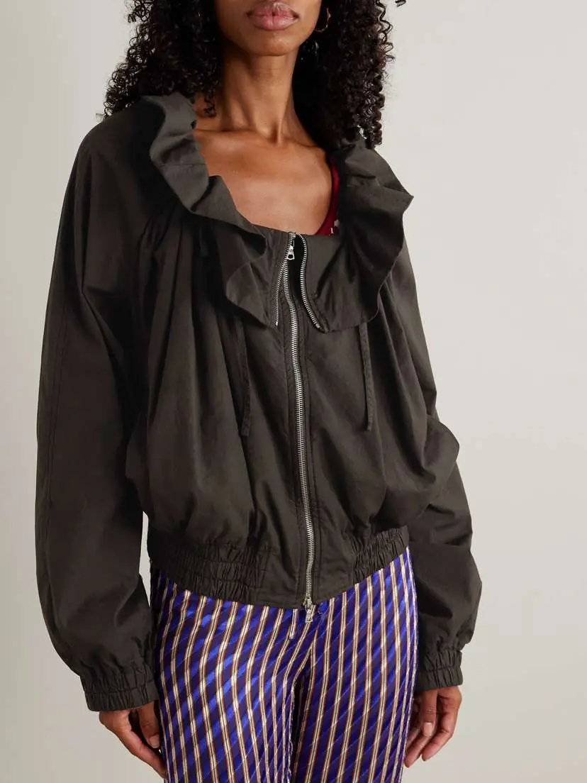 Dries Van Noten Ruffled Gathered Cotton-blend Jacket | Thumbnail 3 Dries Van Noten Ruffled Gathered Cotton-blend Jacket | Thumbnail 3