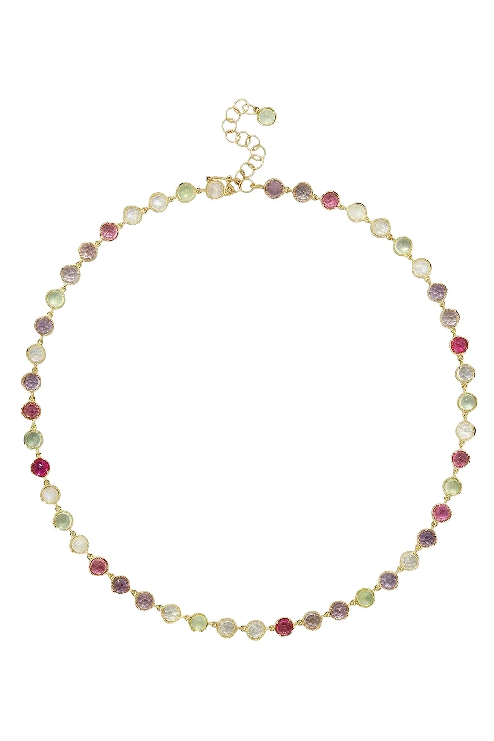 IRENE NEUWIRTH JEWELRY Prehnite Pink Tourmaline Small Classic Link Necklace