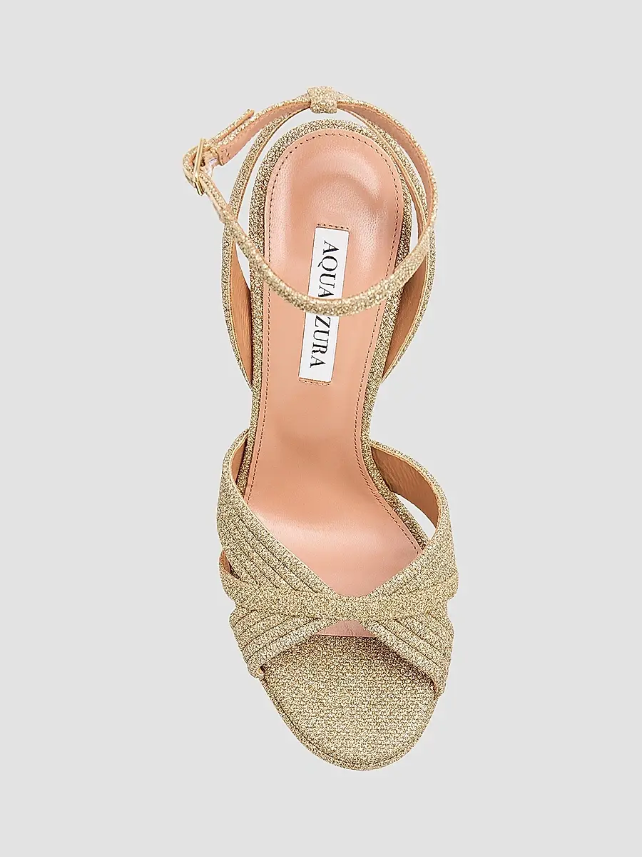 Aquazzura Women's Sundance 140MM Cotton Platform Sandals - Gold | Thumbnail 4 Aquazzura Women's Sundance 140MM Cotton Platform Sandals - Gold | Thumbnail 4