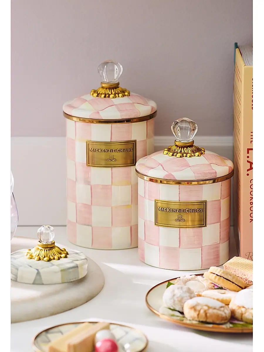 MacKenzie-Childs Small Rosy Check Enamel Canister | Thumbnail 3 MacKenzie-Childs Small Rosy Check Enamel Canister | Thumbnail 3