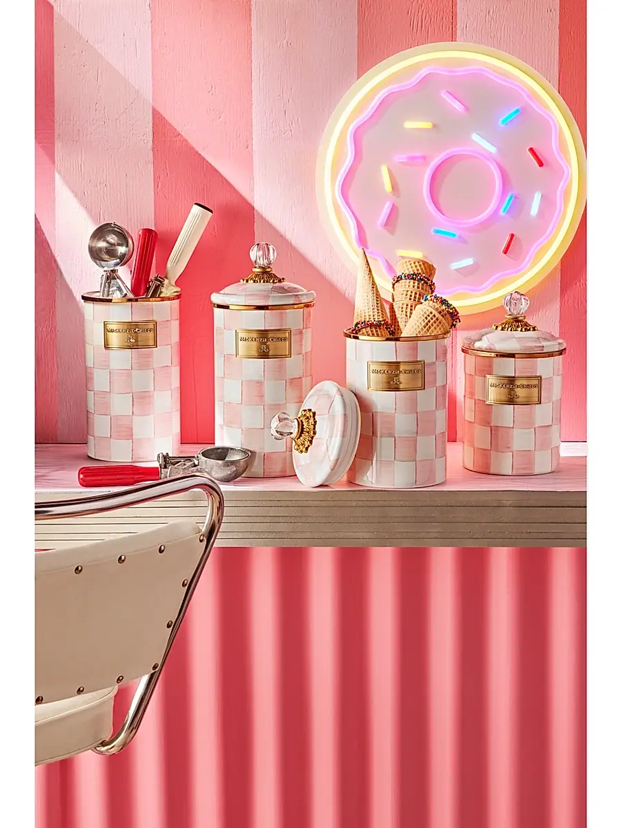 MacKenzie-Childs Small Rosy Check Enamel Canister | Thumbnail 4 MacKenzie-Childs Small Rosy Check Enamel Canister | Thumbnail 4