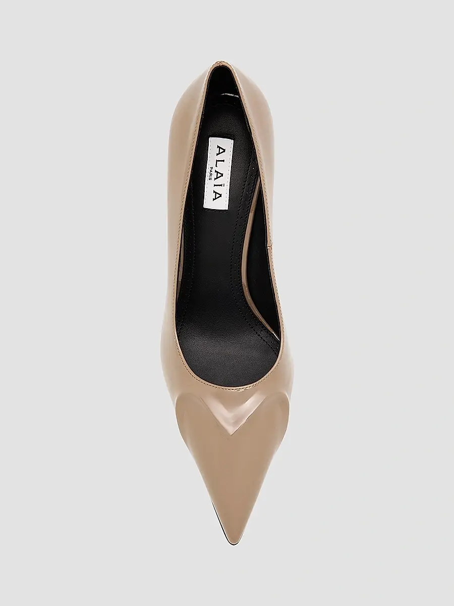 Alaïa Women's 3D Coeur 90MM Patent Leather Pumps - Grey | Thumbnail 3 Alaïa Women's 3D Coeur 90MM Patent Leather Pumps - Grey | Thumbnail 3