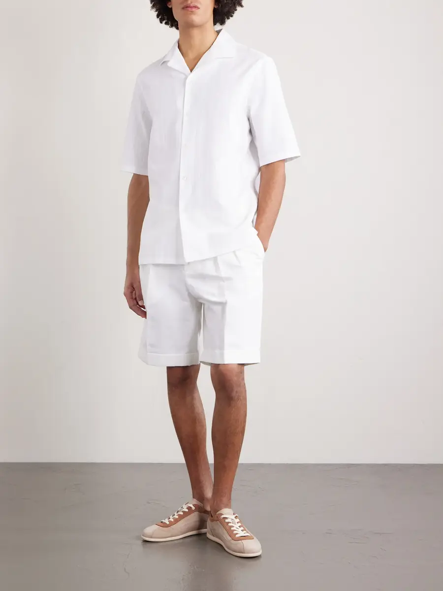 Brunello Cucinelli Camp-Collar Textured-Cotton Shirt - Men | Thumbnail 2 Brunello Cucinelli Camp-Collar Textured-Cotton Shirt - Men | Thumbnail 2