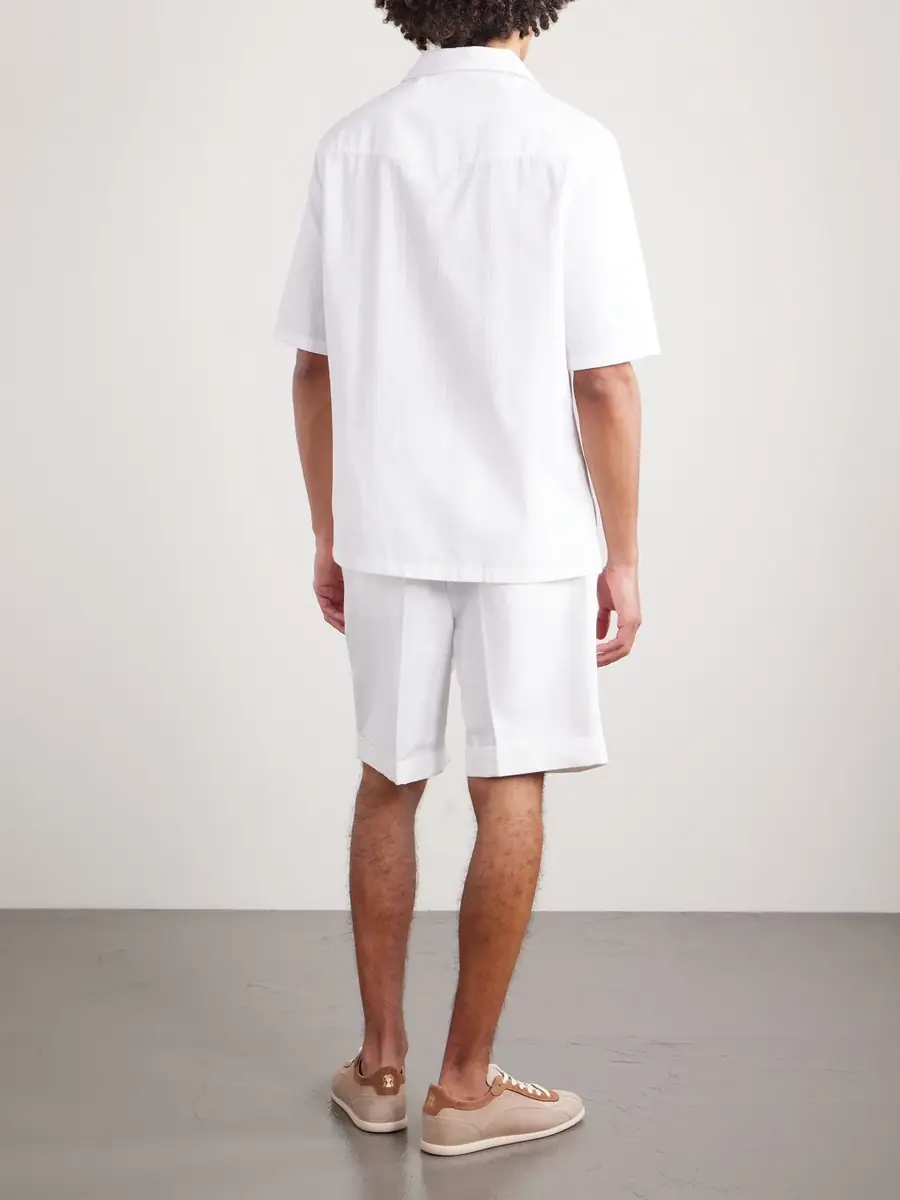 Brunello Cucinelli Camp-Collar Textured-Cotton Shirt - Men | Thumbnail 3 Brunello Cucinelli Camp-Collar Textured-Cotton Shirt - Men | Thumbnail 3