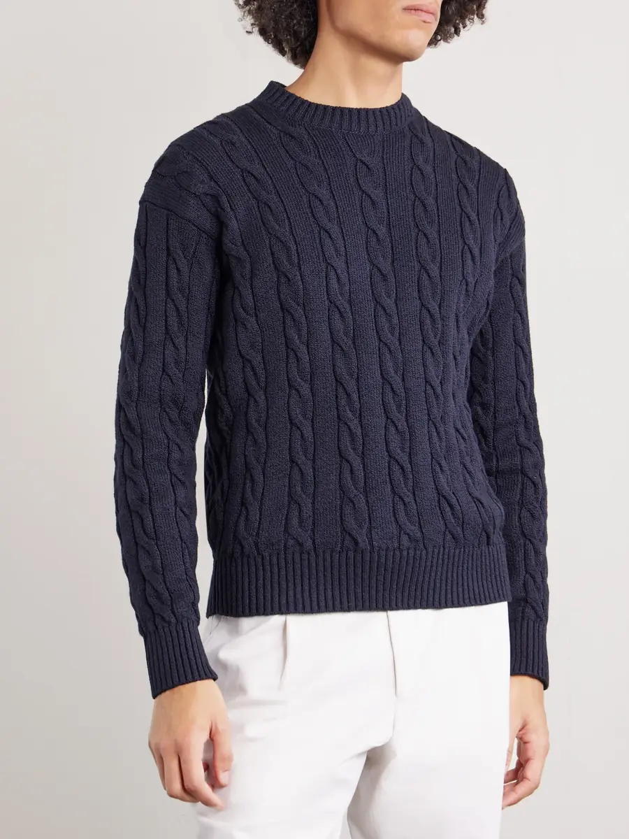 dunhill Cable-Knit Cotton Sweater - Men | Thumbnail 3 dunhill Cable-Knit Cotton Sweater - Men | Thumbnail 3
