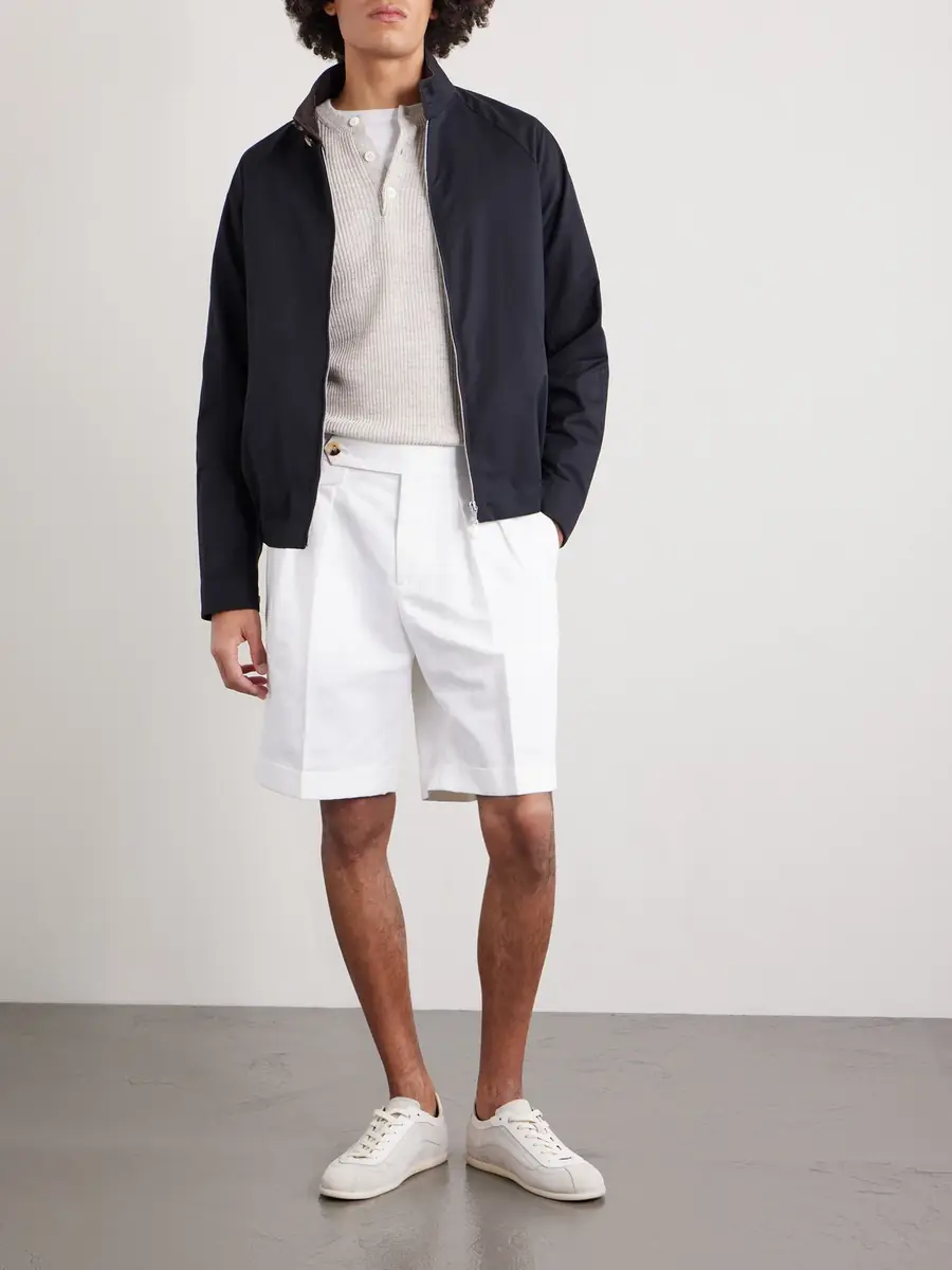 Brunello Cucinelli Wide-Leg Pleated Cotton and Linen-Blend Bermuda Shorts - Men | Thumbnail 2 Brunello Cucinelli Wide-Leg Pleated Cotton and Linen-Blend Bermuda Shorts - Men | Thumbnail 2