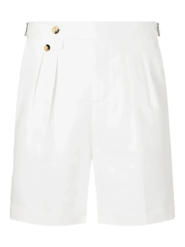 Wide-Leg Pleated Cotton and Linen-Blend Bermuda Shorts - Men