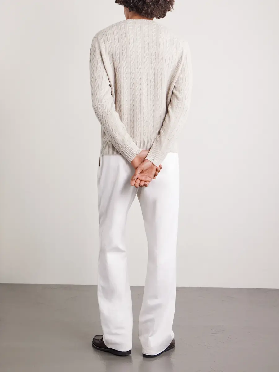 dunhill Cable-Knit Cashmere and Linen-Blend Sweater - Men | Thumbnail 4
