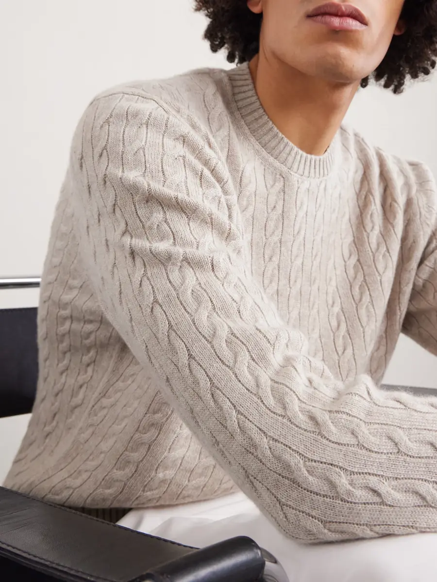 dunhill Cable-Knit Cashmere and Linen-Blend Sweater - Men | Thumbnail 5