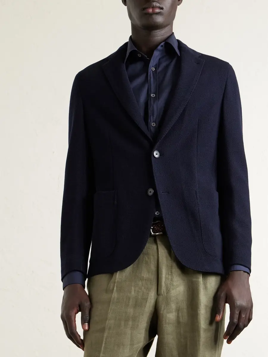 Zegna Wool and Cotton-Blend Piqué Blazer - Men | Thumbnail 3