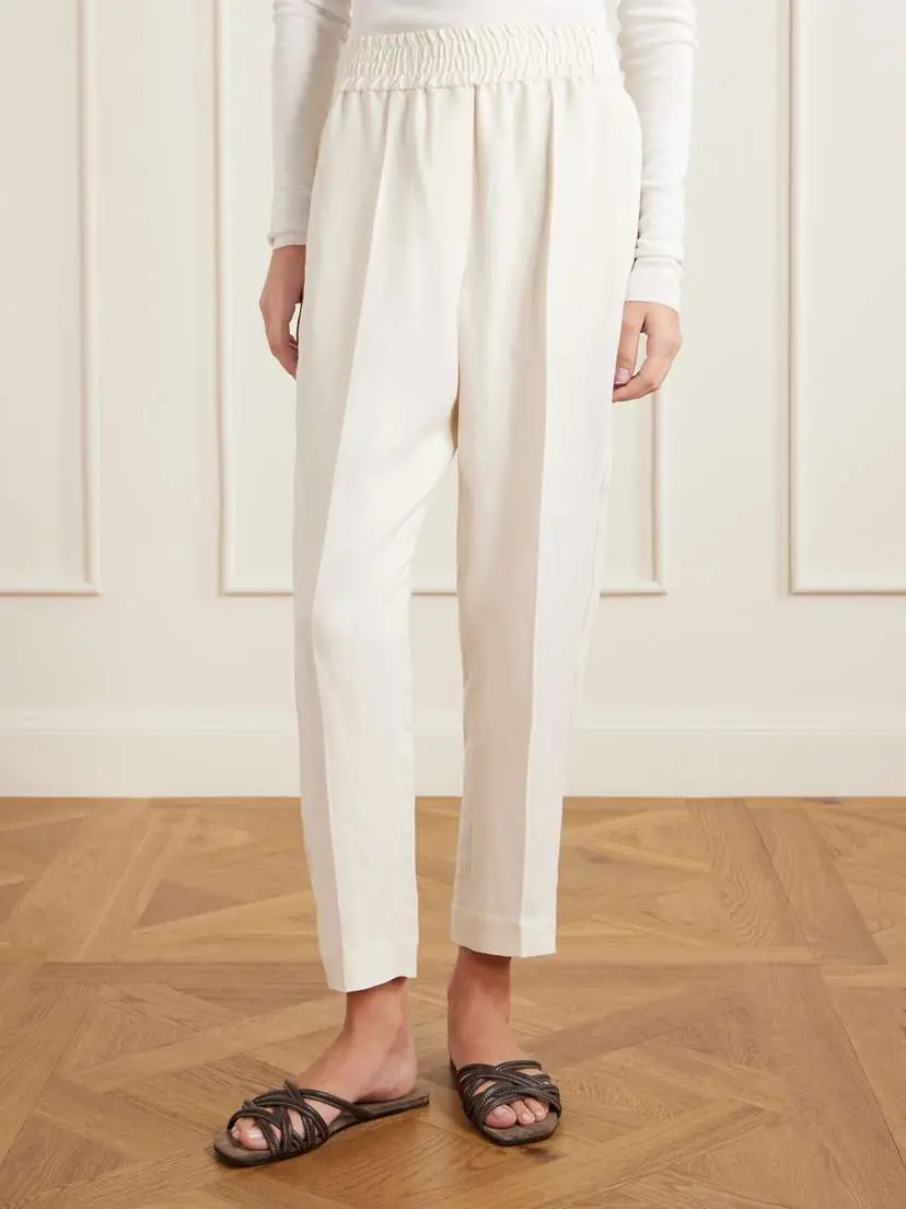 Brunello Cucinelli Cropped Woven Tapered Pants | Thumbnail 3 Brunello Cucinelli Cropped Woven Tapered Pants | Thumbnail 3