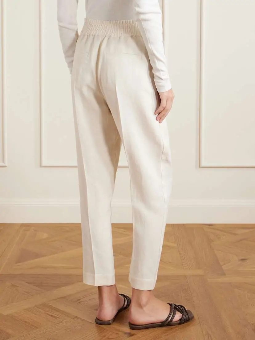 Brunello Cucinelli Cropped Woven Tapered Pants | Thumbnail 4 Brunello Cucinelli Cropped Woven Tapered Pants | Thumbnail 4