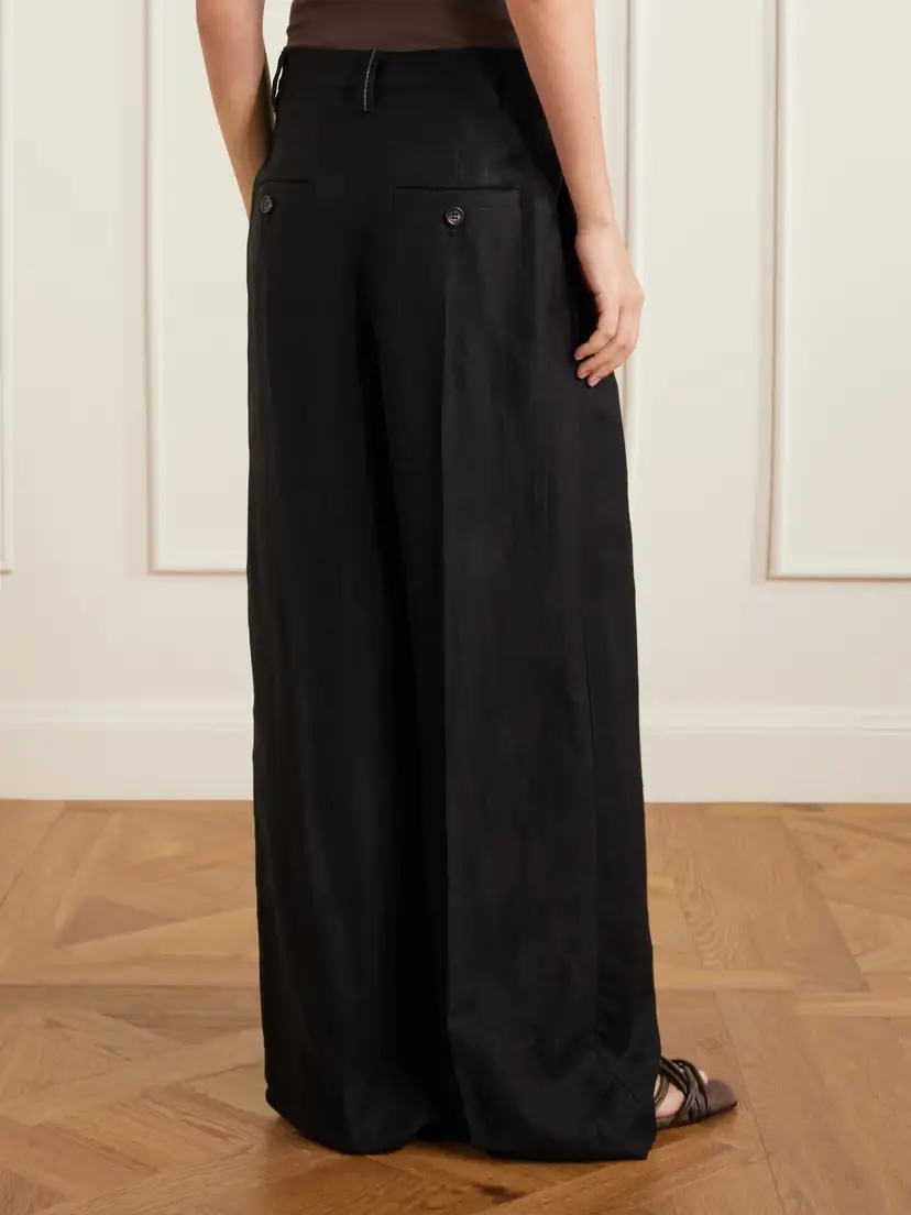 Brunello Cucinelli Pleated Woven Wide-leg Pants | Thumbnail 4
