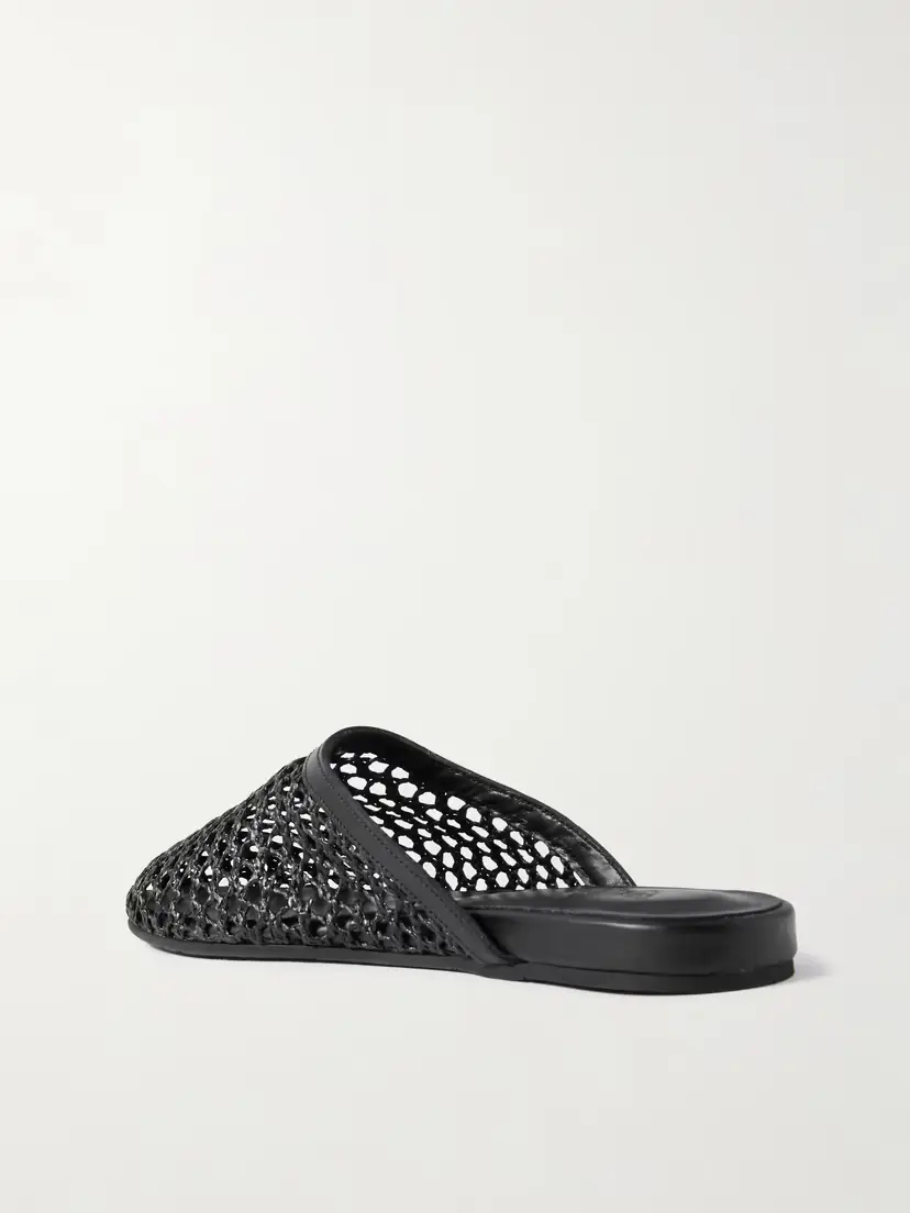 Ancient Greek Sandals The Slipper Leather-trimmed Mesh Mules | Thumbnail 3 Ancient Greek Sandals The Slipper Leather-trimmed Mesh Mules | Thumbnail 3