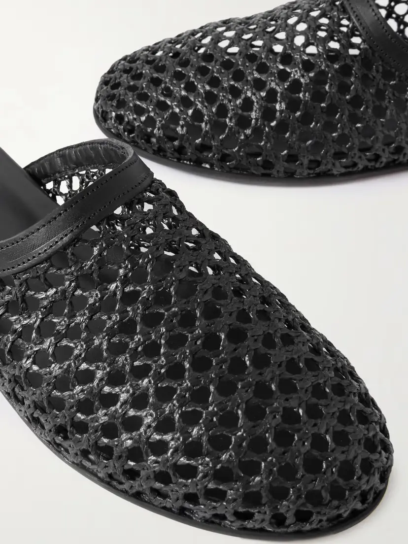 Ancient Greek Sandals The Slipper Leather-trimmed Mesh Mules | Thumbnail 4 Ancient Greek Sandals The Slipper Leather-trimmed Mesh Mules | Thumbnail 4