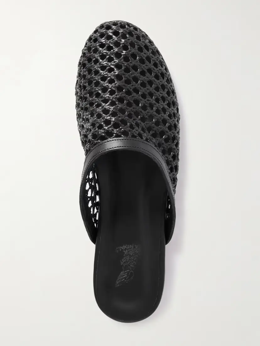 Ancient Greek Sandals The Slipper Leather-trimmed Mesh Mules | Thumbnail 5 Ancient Greek Sandals The Slipper Leather-trimmed Mesh Mules | Thumbnail 5