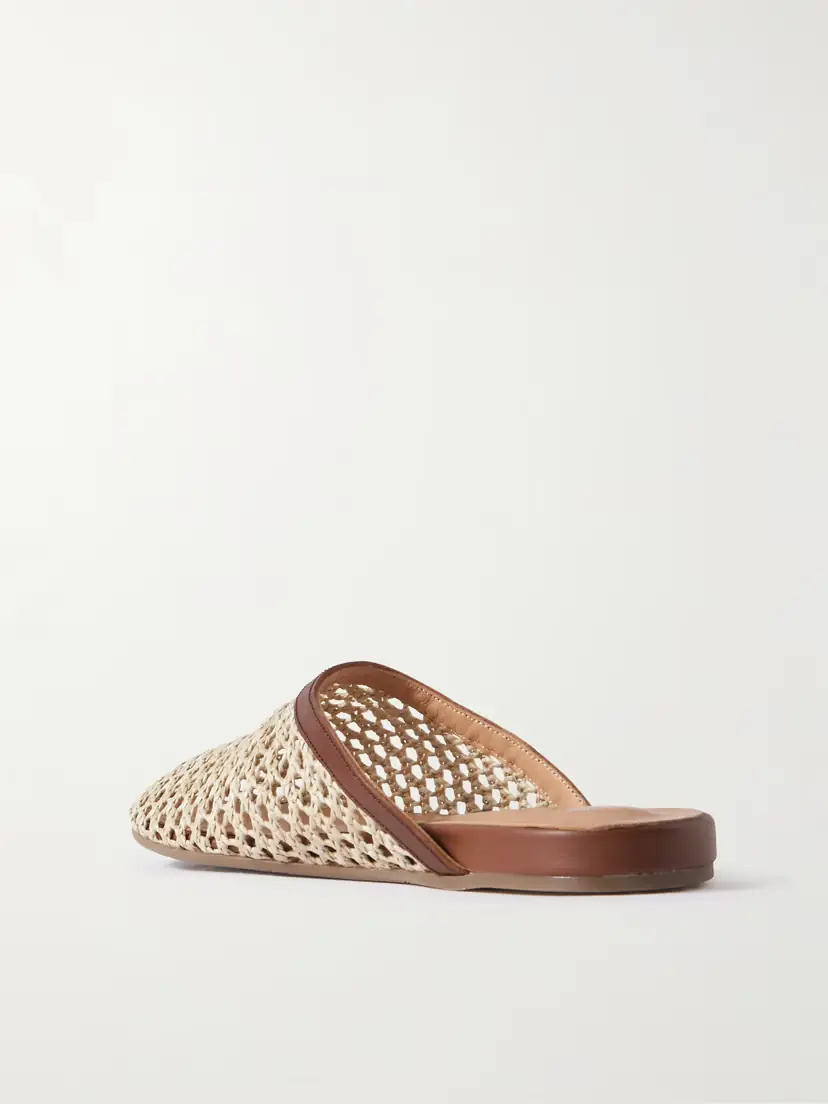 Ancient Greek Sandals The Slipper Leather-trimmed Raffia Slip-ons | Thumbnail 3 Ancient Greek Sandals The Slipper Leather-trimmed Raffia Slip-ons | Thumbnail 3