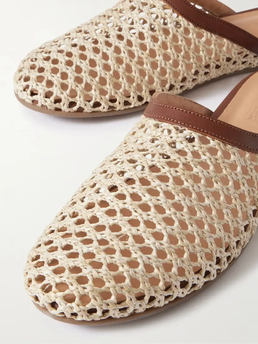 Ancient Greek Sandals The Slipper Leather-trimmed Raffia Slip-ons | Thumbnail 4 Ancient Greek Sandals The Slipper Leather-trimmed Raffia Slip-ons | Thumbnail 4