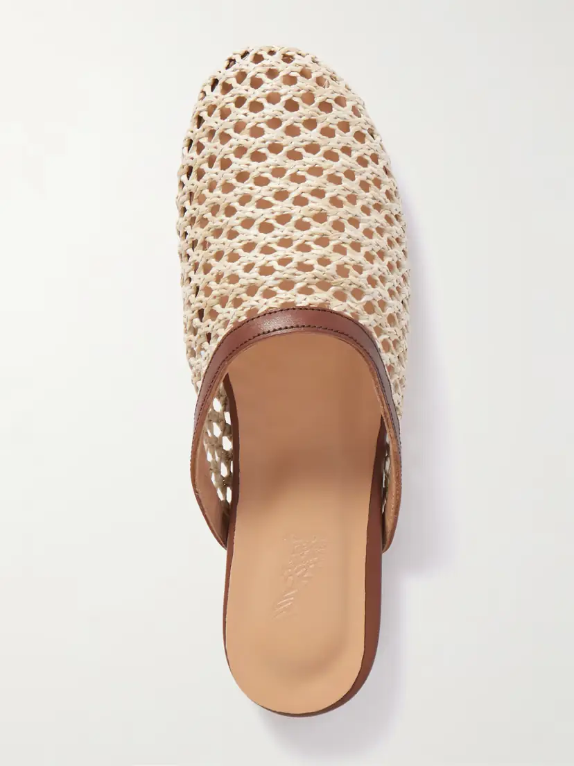 Ancient Greek Sandals The Slipper Leather-trimmed Raffia Slip-ons | Thumbnail 5 Ancient Greek Sandals The Slipper Leather-trimmed Raffia Slip-ons | Thumbnail 5