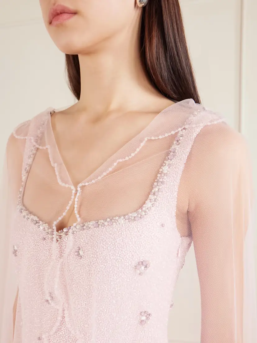 Clio Peppiatt Moonray Scalloped Embellished Tulle Cape | Thumbnail 4 Clio Peppiatt Moonray Scalloped Embellished Tulle Cape | Thumbnail 4
