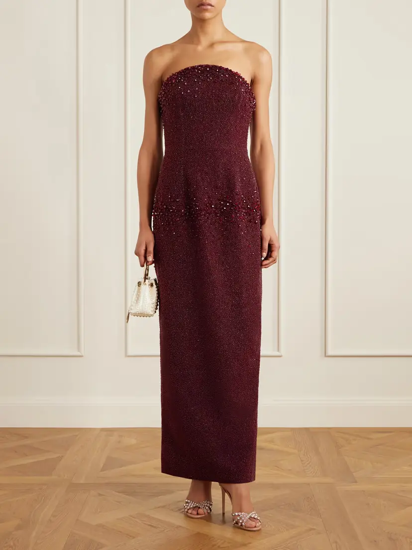 Clio Peppiatt Tina Strapless Embellished Crepe Gown | Thumbnail 2 Clio Peppiatt Tina Strapless Embellished Crepe Gown | Thumbnail 2