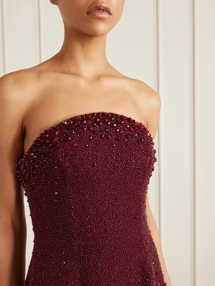 Clio Peppiatt Tina Strapless Embellished Crepe Gown | Thumbnail 4 Clio Peppiatt Tina Strapless Embellished Crepe Gown | Thumbnail 4