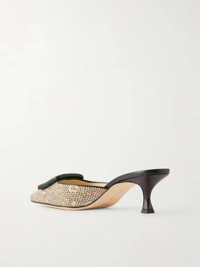 Manolo Blahnik Maysalebi 50 Lizard-effect Leather Mules | Thumbnail 3