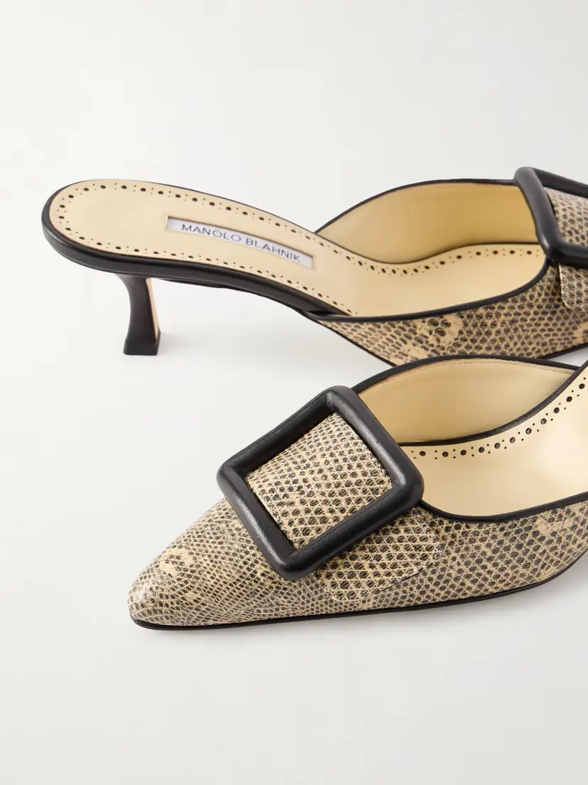 Manolo Blahnik Maysalebi 50 Lizard-effect Leather Mules | Thumbnail 5