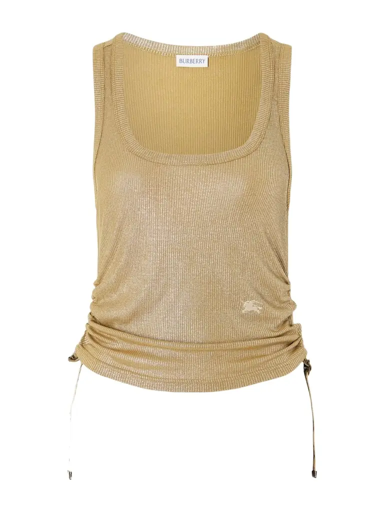 Burberry Ruched Ribbed Jersey Tank Top | Image 1 Burberry Ruched Ribbed Jersey Tank Top | Image 1