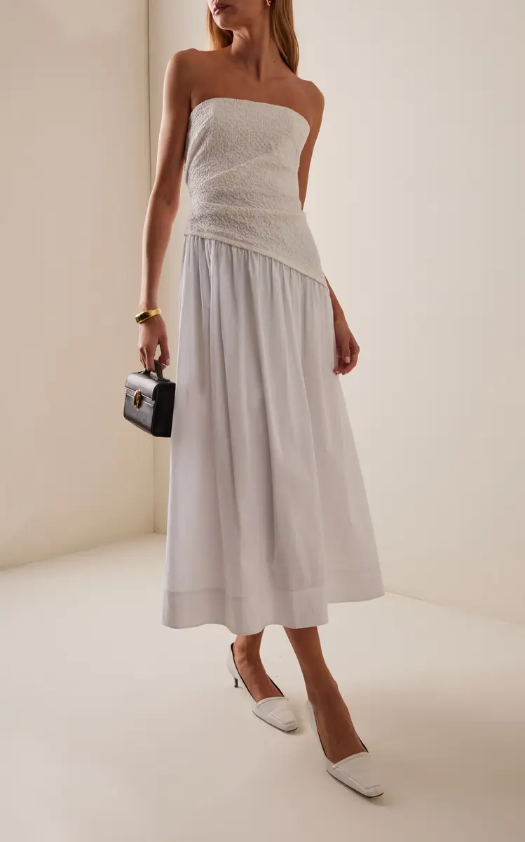 Staud Nia Strapless Cotton Midi Dress | Thumbnail 2 Staud Nia Strapless Cotton Midi Dress | Thumbnail 2