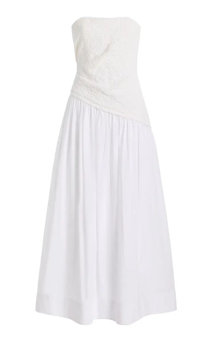 Staud Nia Strapless Cotton Midi Dress | Thumbnail 6 Staud Nia Strapless Cotton Midi Dress | Thumbnail 6
