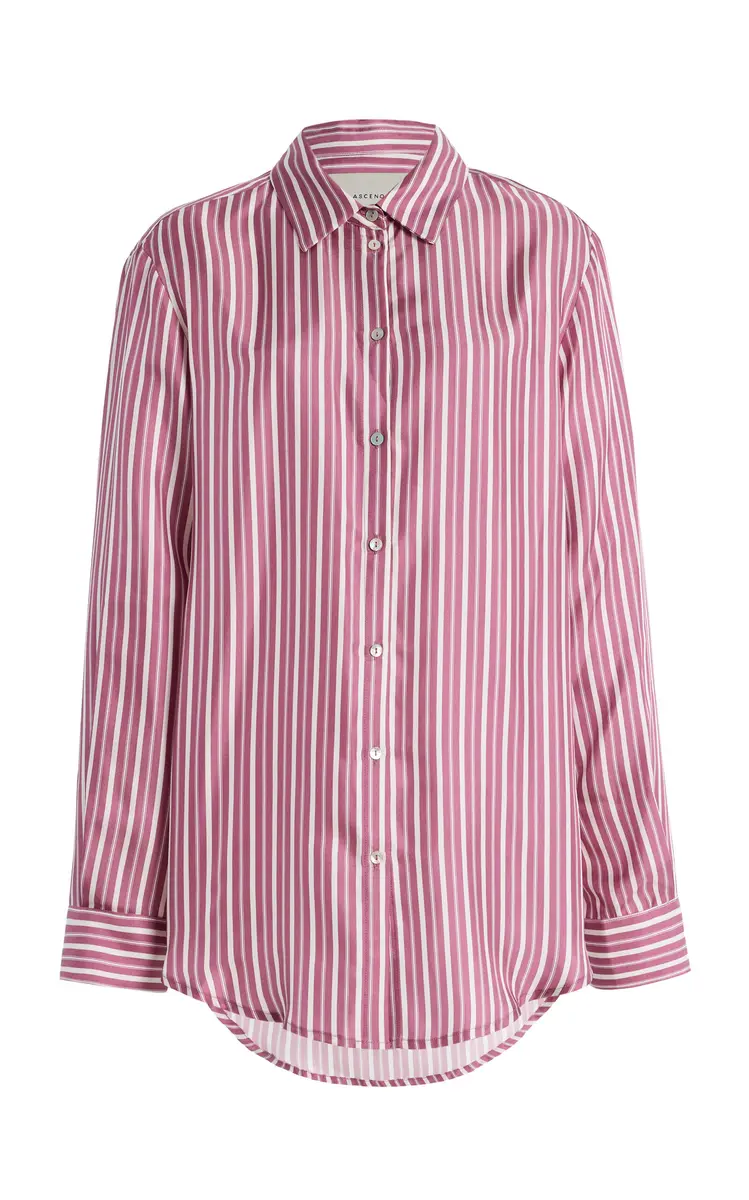 Asceno London Relaxed Striped Silk Shirt | Thumbnail 3