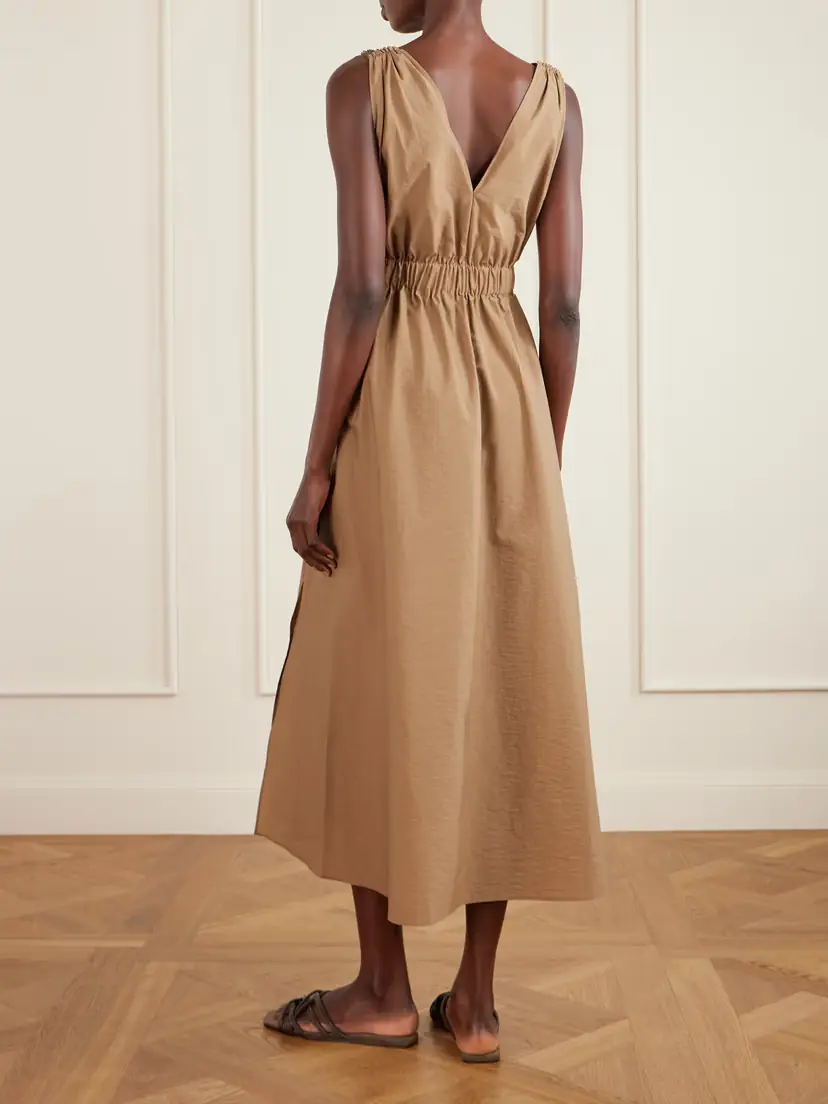Brunello Cucinelli Belted Cotton-blend Poplin Midi Dress | Thumbnail 3 Brunello Cucinelli Belted Cotton-blend Poplin Midi Dress | Thumbnail 3