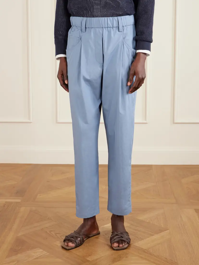 Brunello Cucinelli Cotton-voile Tapered Pants | Thumbnail 3 Brunello Cucinelli Cotton-voile Tapered Pants | Thumbnail 3