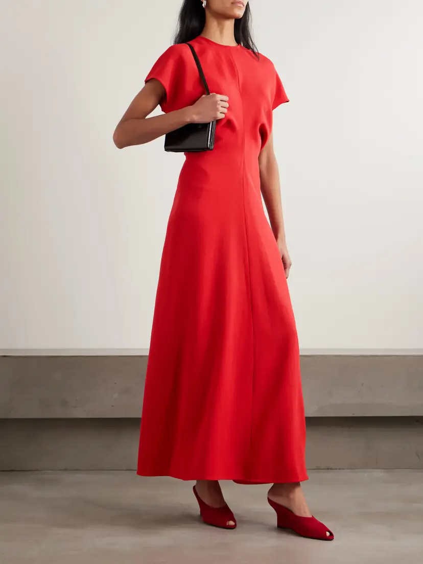 TOTEME Slouch Waist Gathered Wool-crepe Maxi Dress | Thumbnail 2