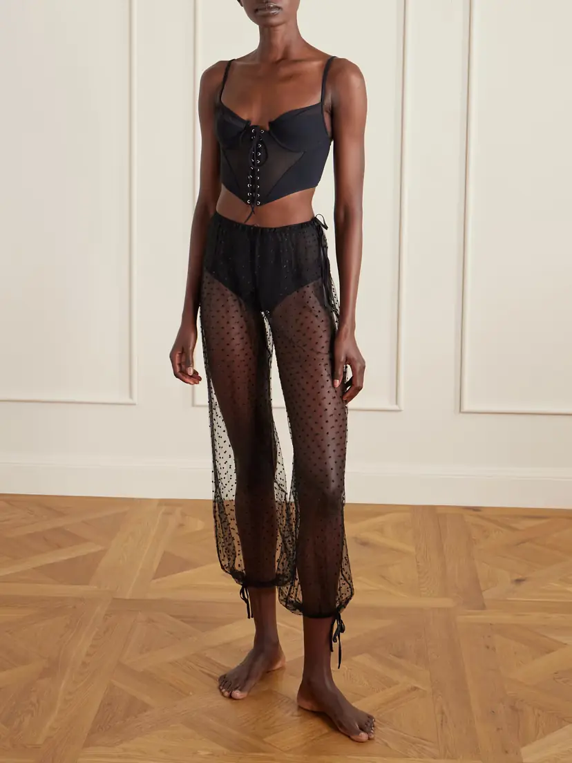 Kiki de Montparnasse Bow-detailed Flocked Tulle Tapered Pants | Thumbnail 2 Kiki de Montparnasse Bow-detailed Flocked Tulle Tapered Pants | Thumbnail 2