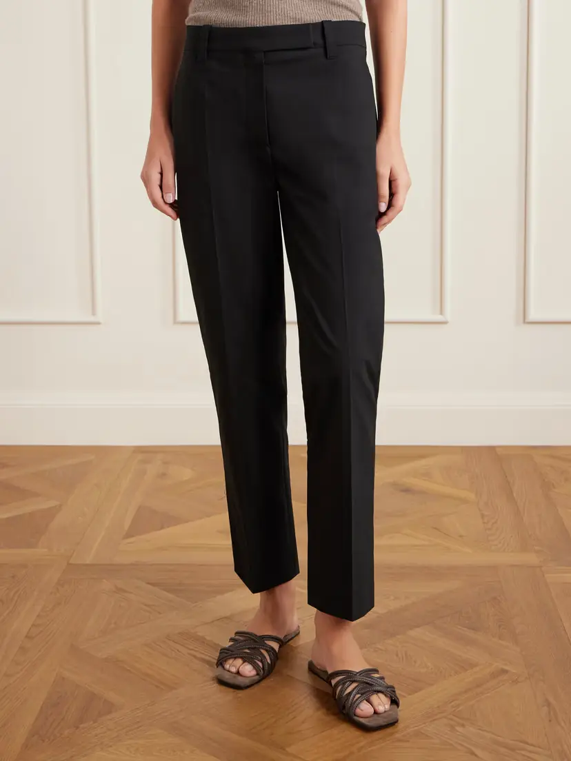 Brunello Cucinelli Pleated Stretch-cotton Twill Tapered Pants | Thumbnail 3