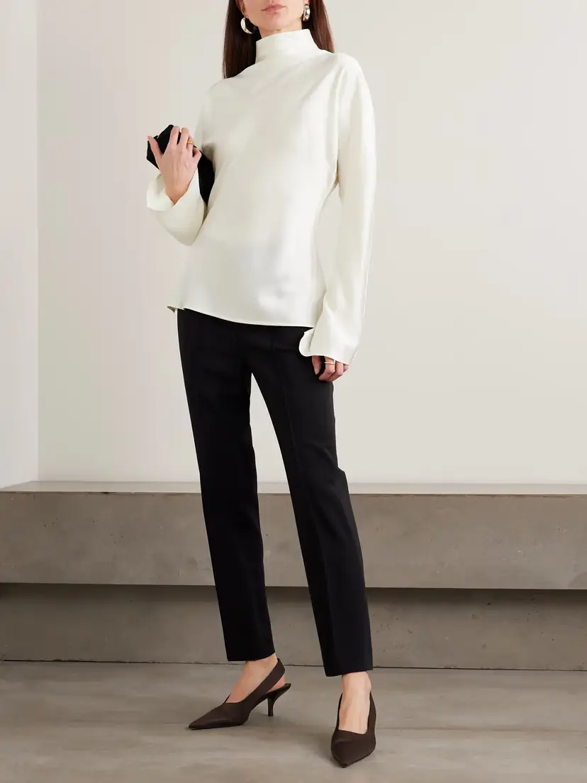 RÓHE Draped Satin Turtleneck Top | Thumbnail 2