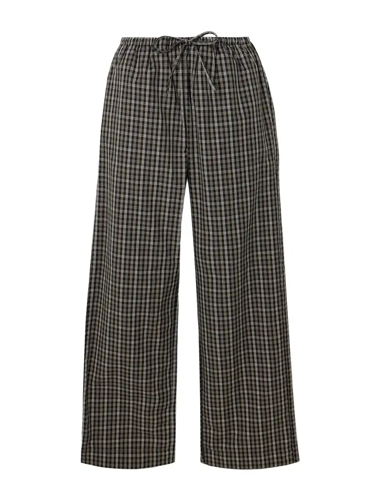 Checked Cotton-poplin Wide-leg Pants