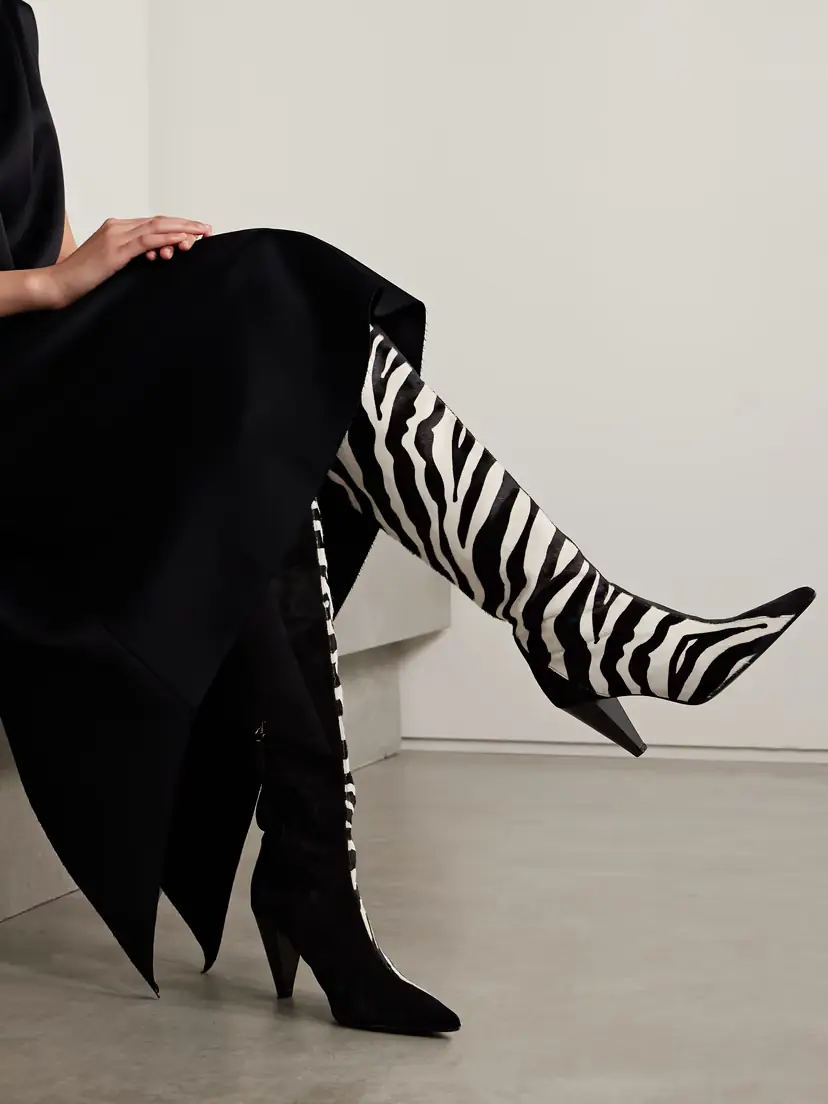 Khaite Harvey Suede And Zebra-print Calf Hair Over-the-knee Boots | Thumbnail 2 Khaite Harvey Suede And Zebra-print Calf Hair Over-the-knee Boots | Thumbnail 2