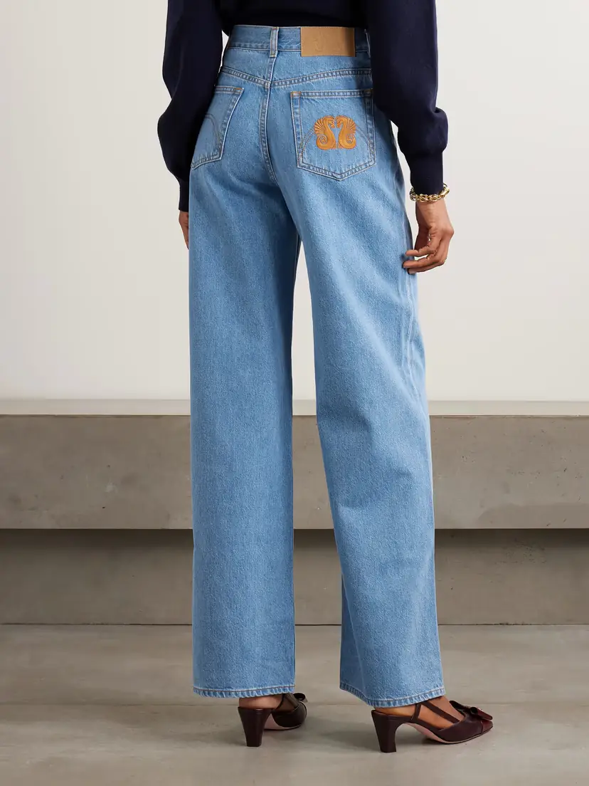 Blazé Milano Nariida Java Embroidered High-rise Wide-leg Jeans | Thumbnail 4 Blazé Milano Nariida Java Embroidered High-rise Wide-leg Jeans | Thumbnail 4