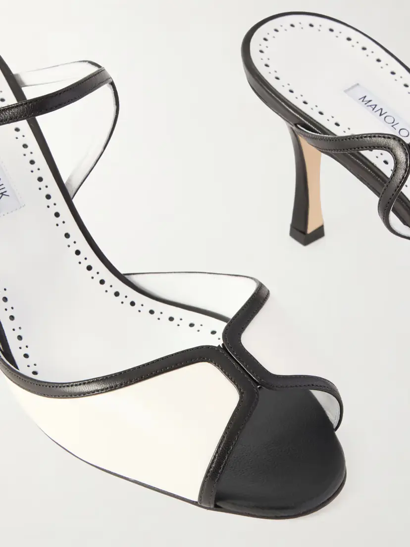 Manolo Blahnik Versari 70 Two-tone Leather Mules | Thumbnail 5 Manolo Blahnik Versari 70 Two-tone Leather Mules | Thumbnail 5