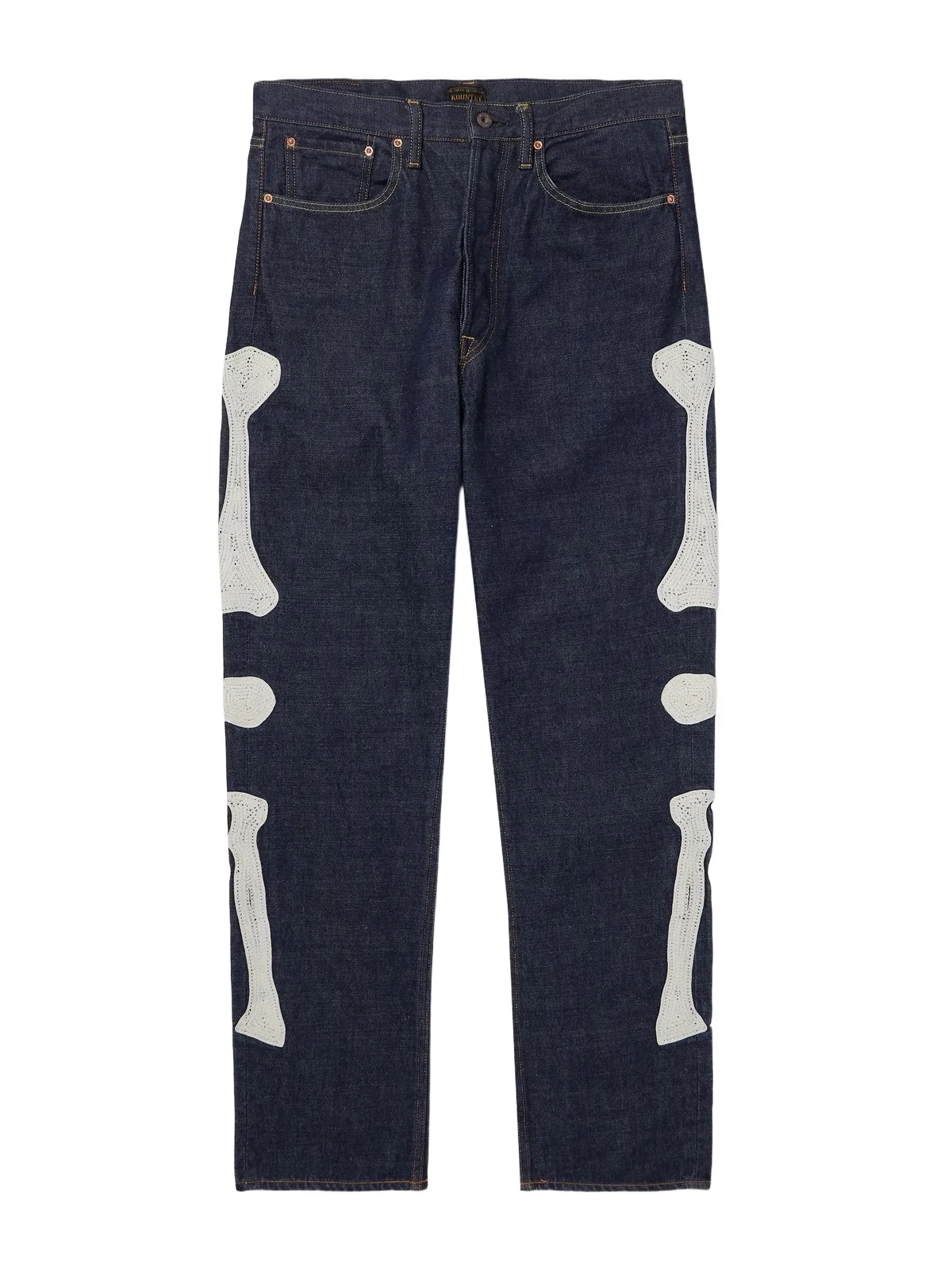 KAPITAL Okagilly Slim-Fit Crochet-Knit Trimmed Jeans - Men
